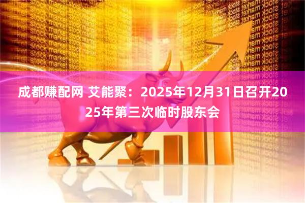 成都赚配网 艾能聚：2025年12月31日召开2025年第三次临时股东会